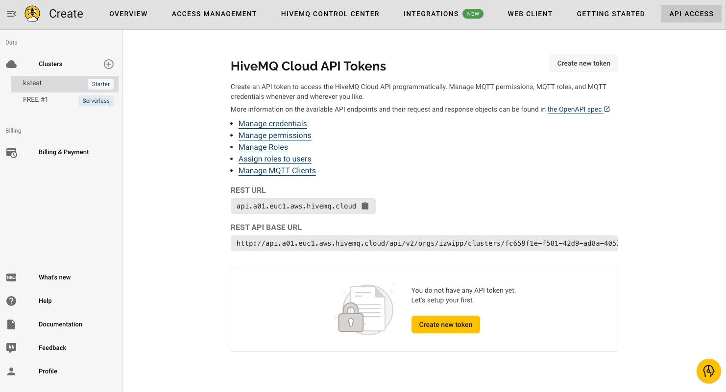 HiveMQ Cloud API tokens for integrating Postman with an MQTT Broker like HiveMQ Cloud