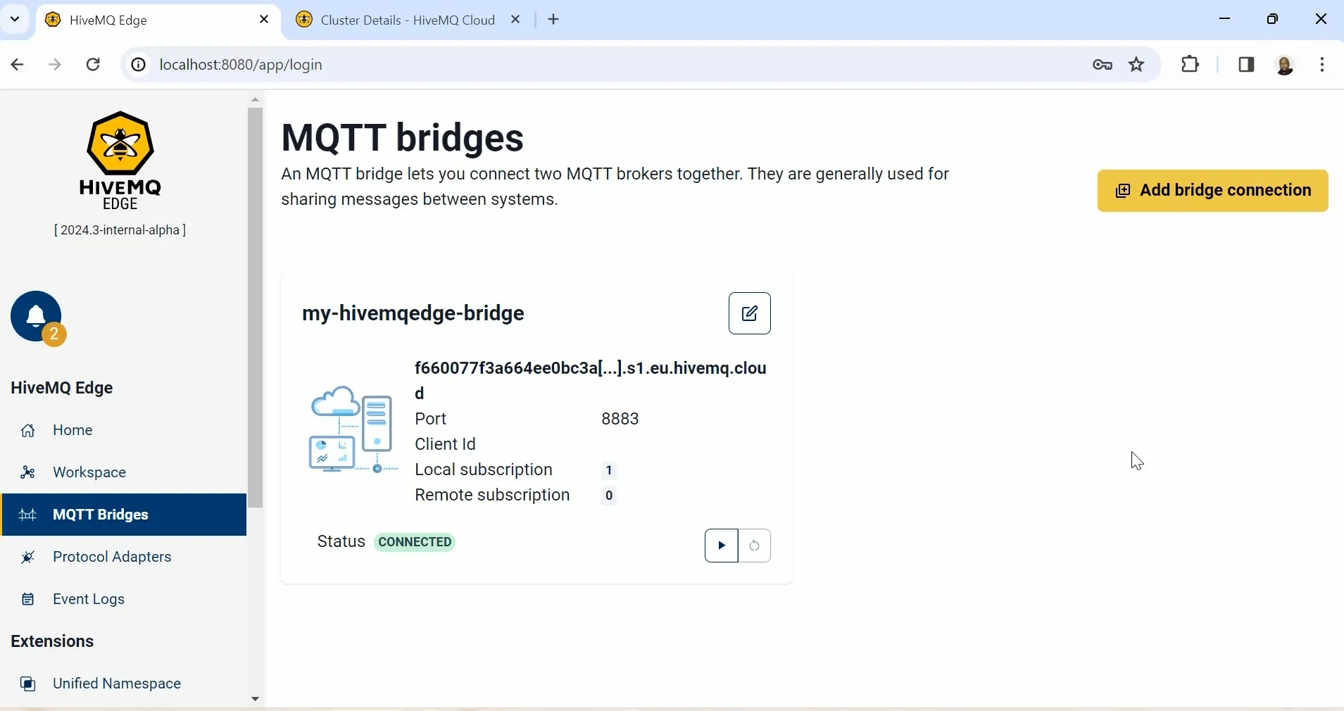 MQTT Bridge Setup on HiveMQ Edge