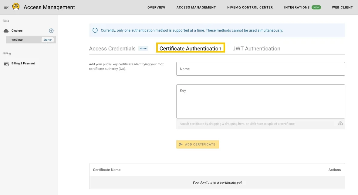 HiveMQ Client Certificate Authentication