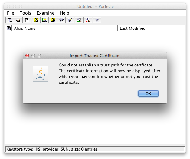 Warning because of the self-signed certificate - HowTo configure TLS with HiveMQ and Portecle