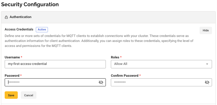 Create a HiveMQ Cloud Access Credential