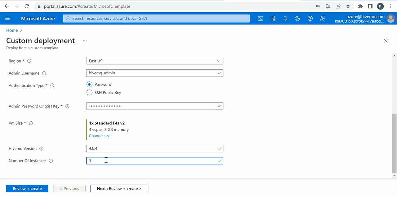 This is the screen for configuring broker version and number of instances