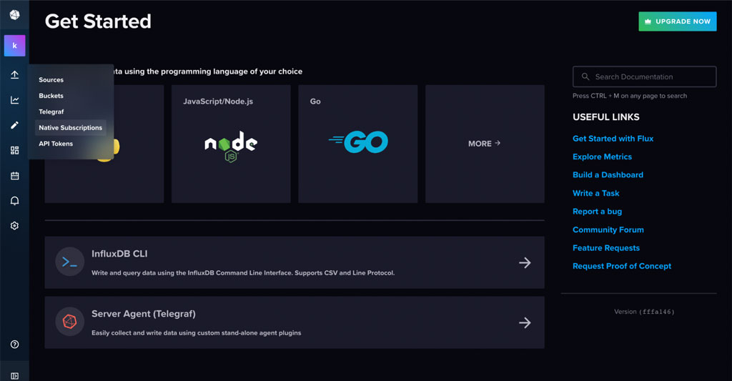 InfluxDB Cloud Native Collectors user interface InfluxDB Cloud Native Collectors user interface