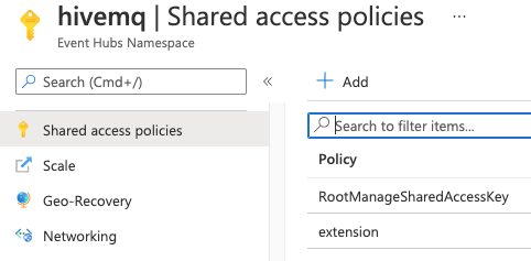 Select Shared Access Policy