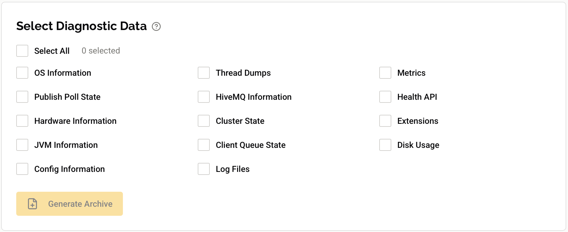 Select Diagnostic Data Exporters
