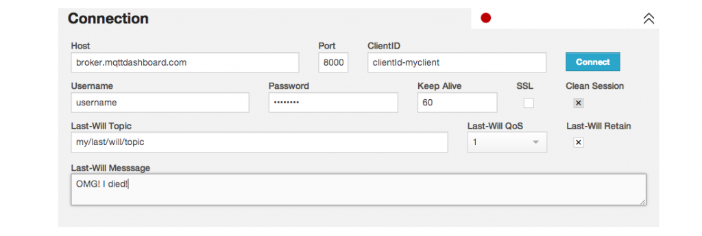 Connecting with mqttdashboard.com