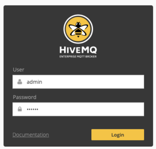 HiveMQ Control Center Login Dialog