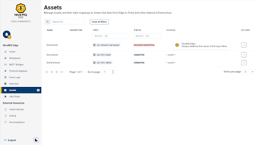 HiveMQ Edge Pulse Assets Overview