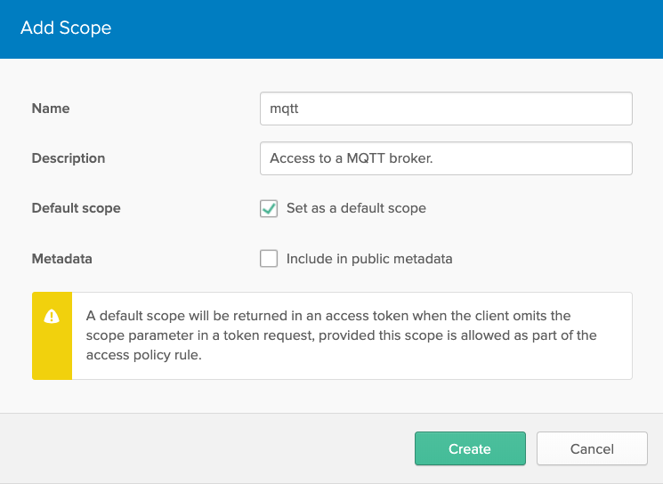 Okta MQTT custom scope creation