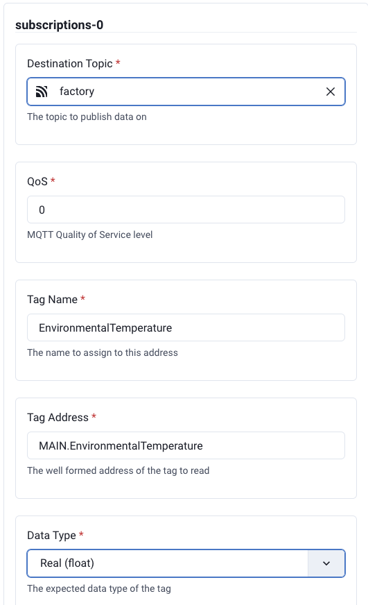 HiveMQ Edge with Beckhoff ADS subscriptions form