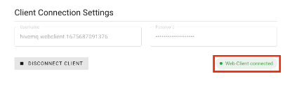 Web Client connected as shown in the GUI