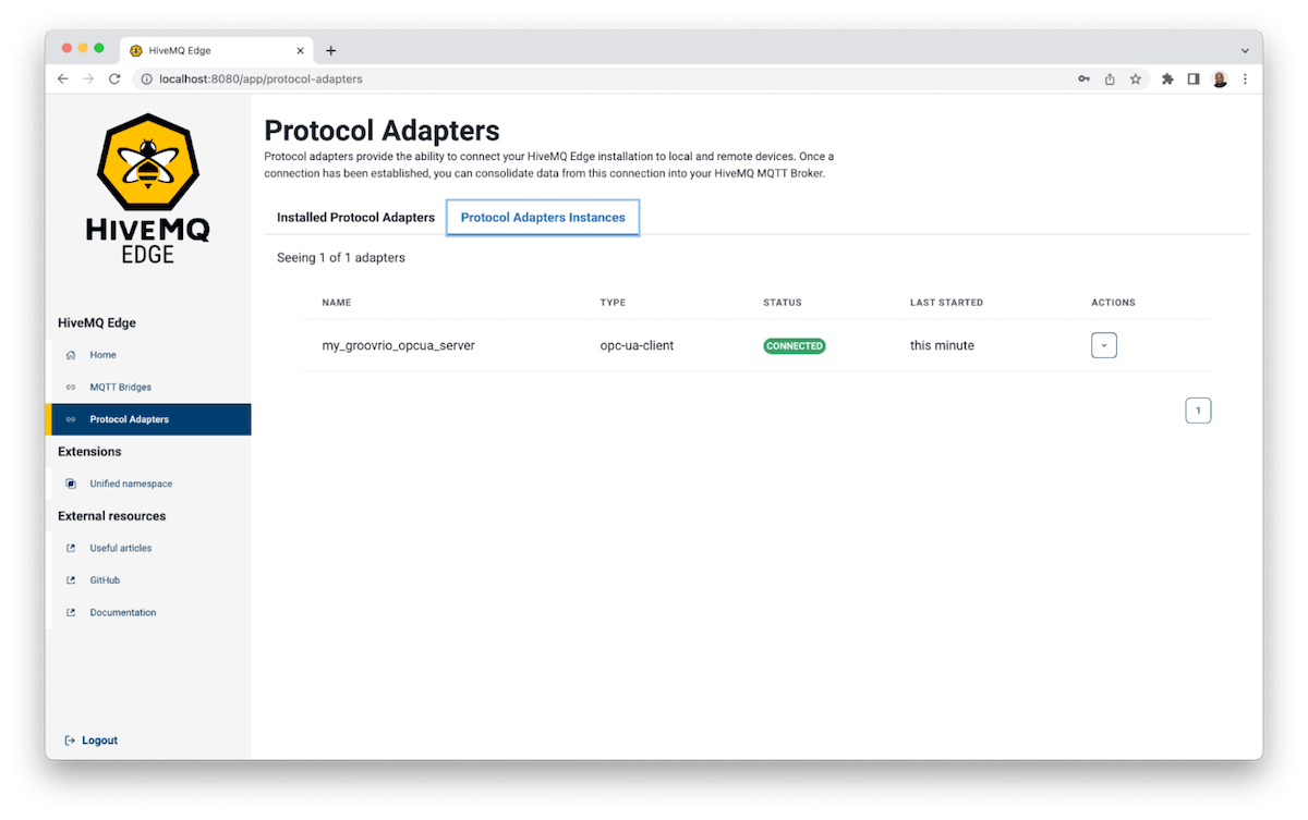 Creating HiveMQ Edge OPC-UA server