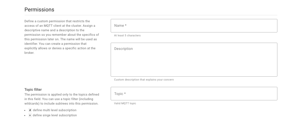 Create right permissions on HiveMQ Cloud Starter