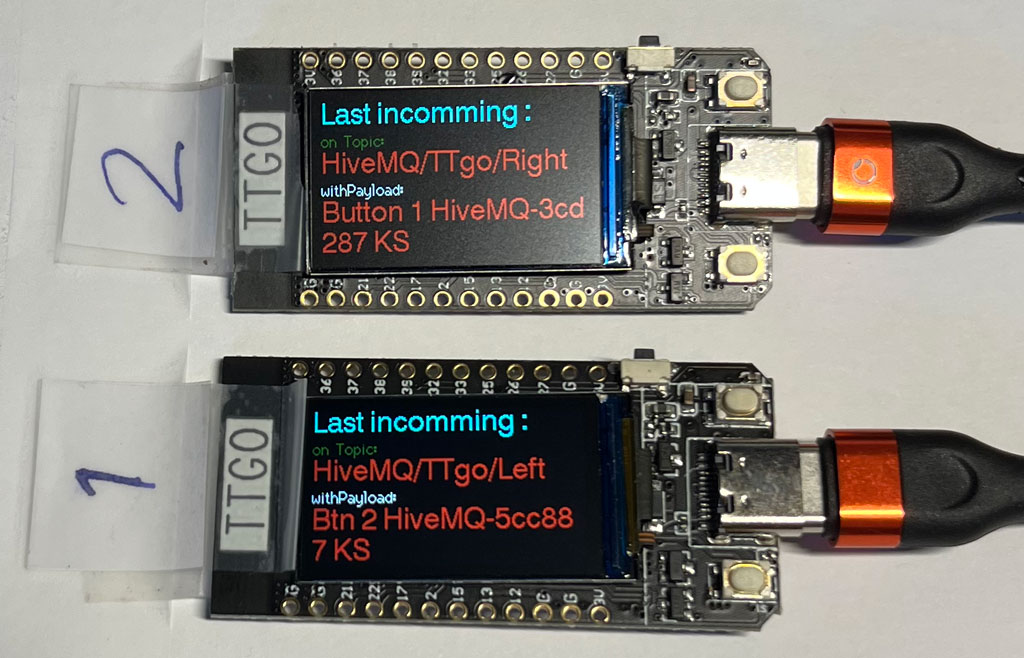 HiveMQ TTgo Left and Right