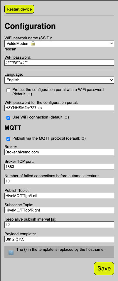 MQTTgo WiFi Configuration