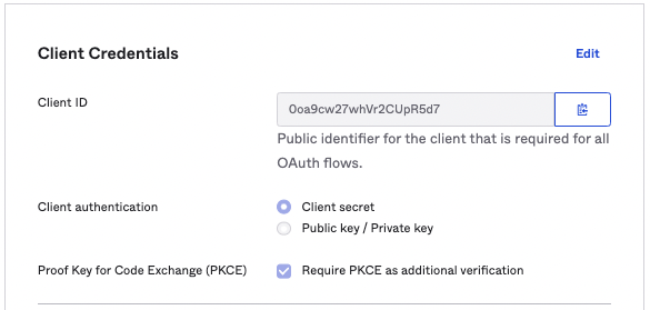 PKCE service configuration example