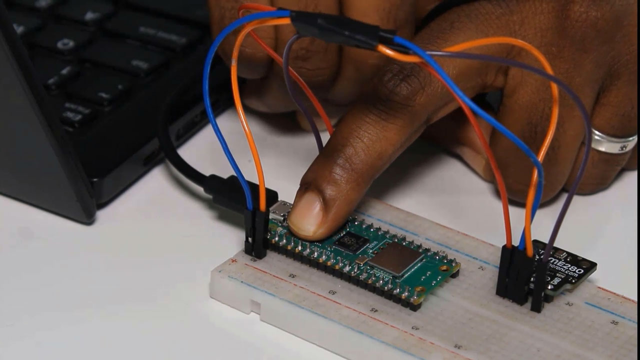 Image of a Pico W connected to a computer via a USB cable Image of a Pico W connected to a computer via a USB cable
