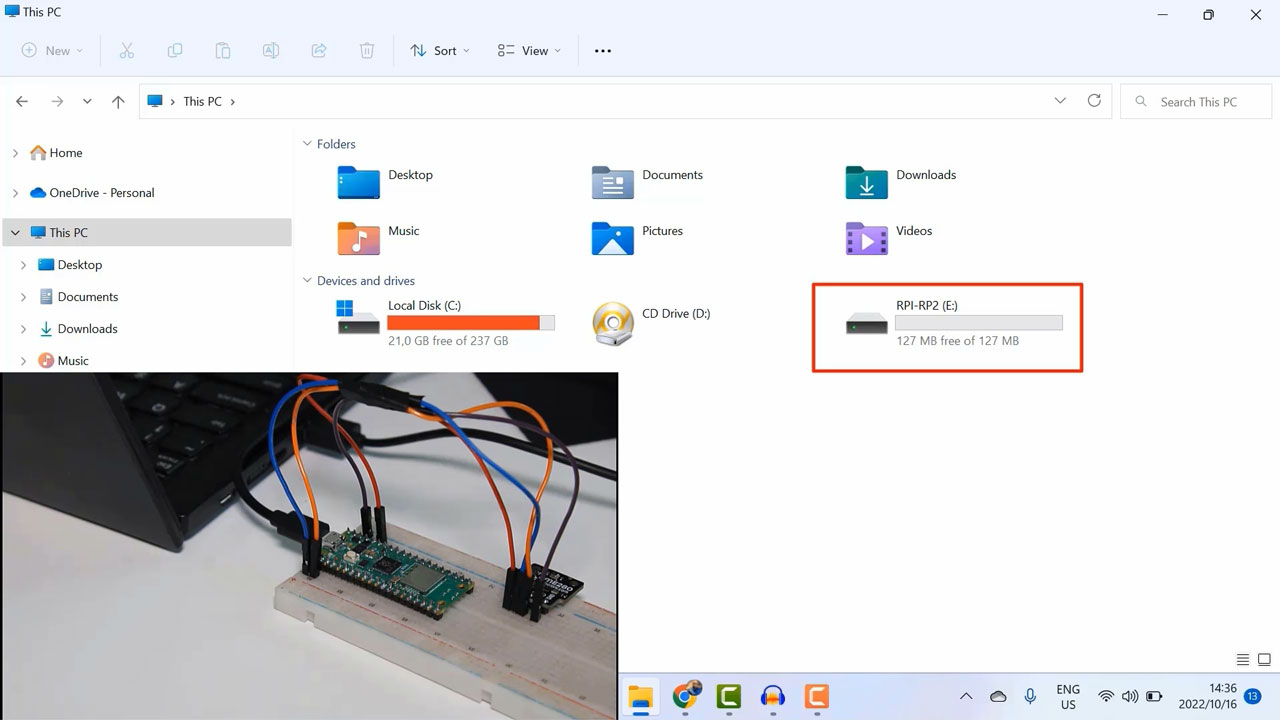 RPI-RP2 Storage Detection on the Computer