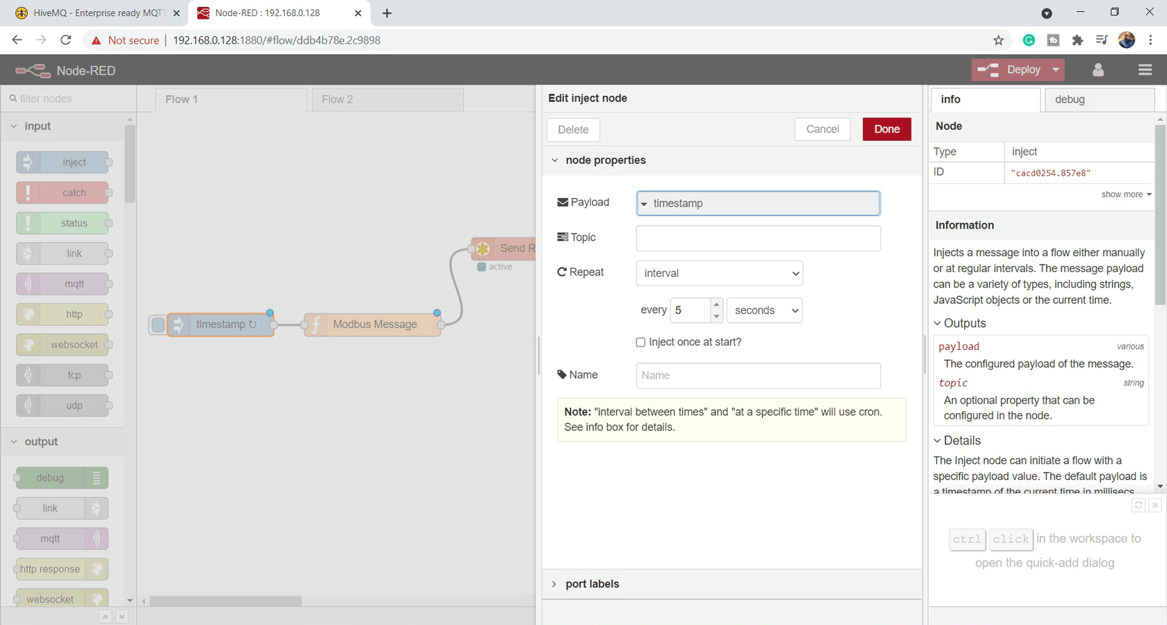 Node Red Inject Node