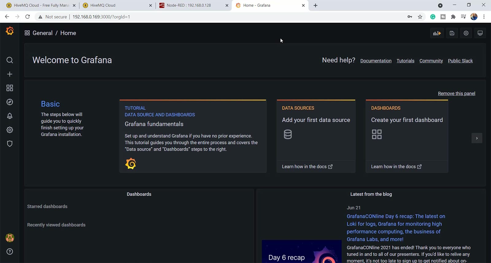 Grafana Welcome Screen