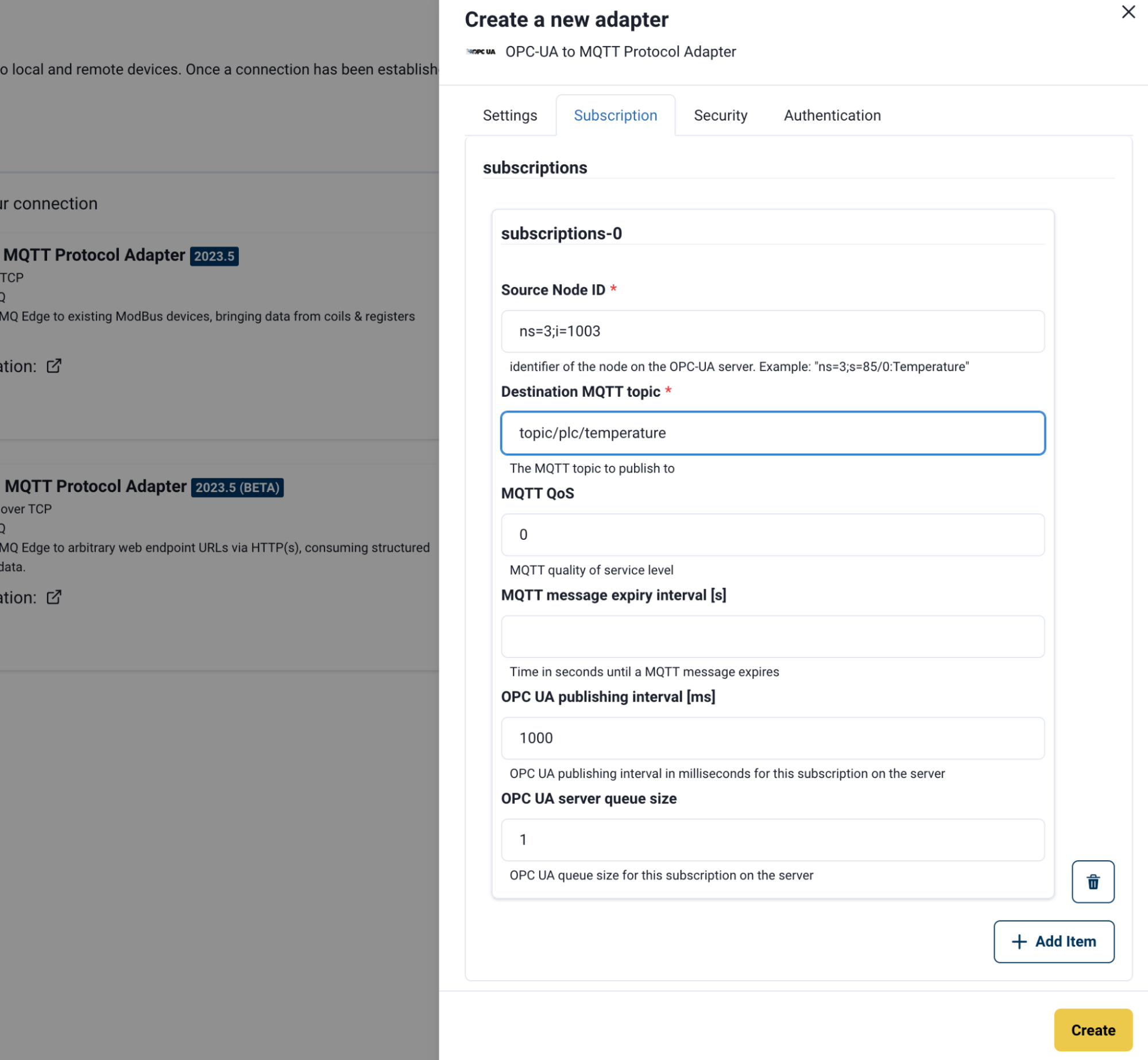 Configuring a New Protocol Adapter