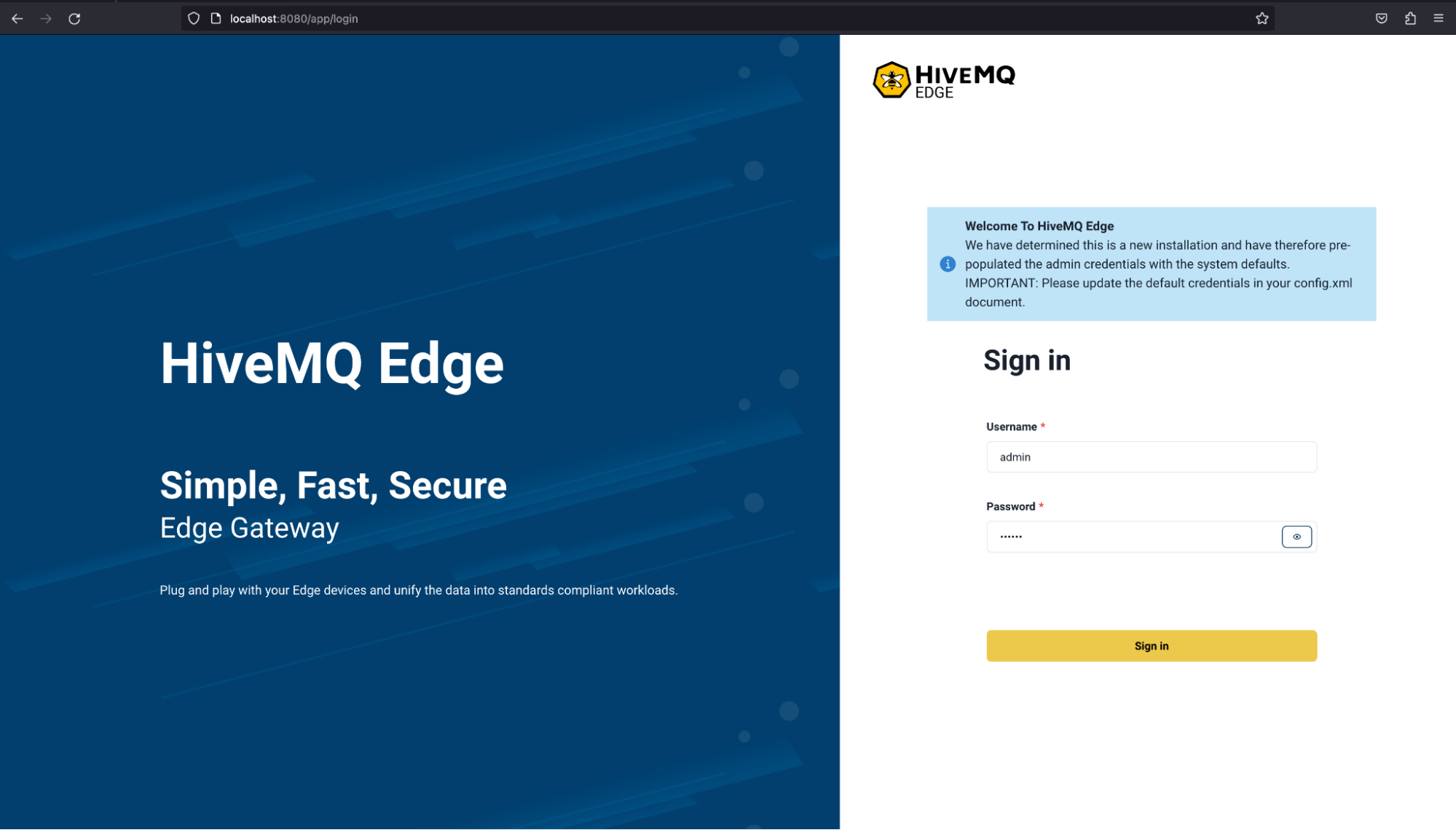Accessing the HiveMQ Edge Interface