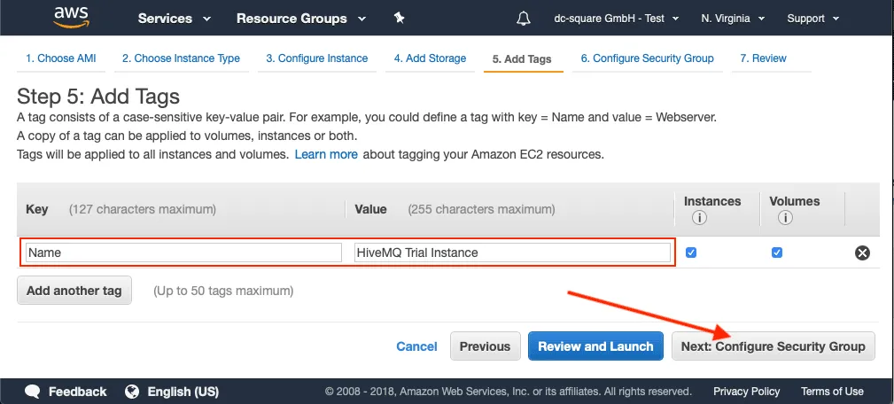 Add Tags to the Instance Add Tags to the Instance
