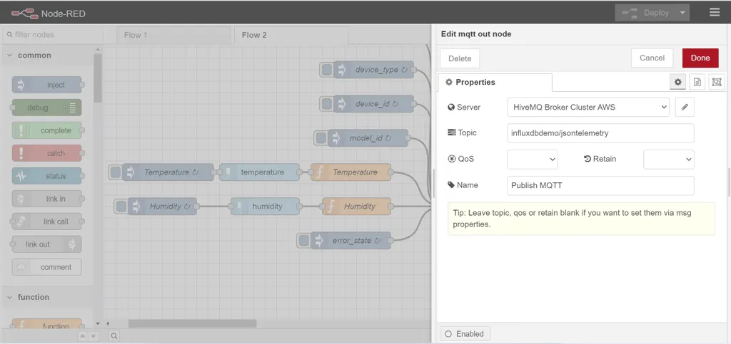 MQTT node to connect to my HiveMQ