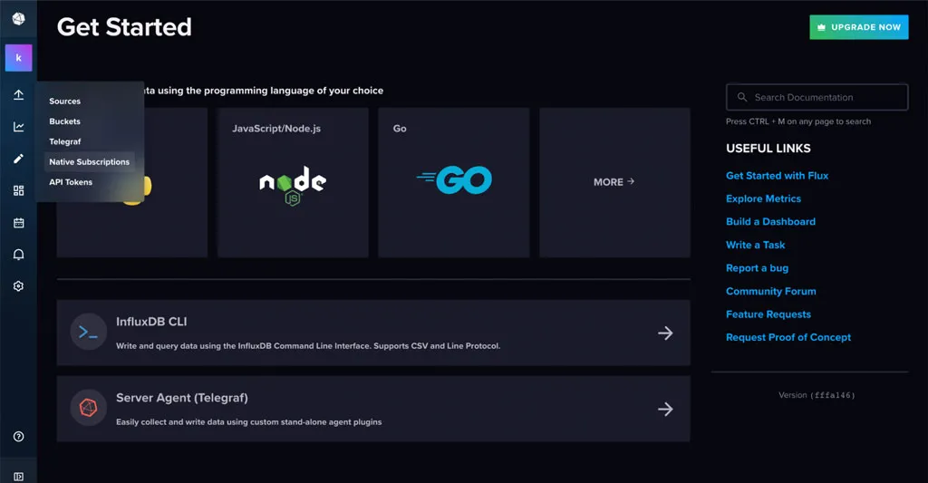 InfluxDB Cloud Native Collectors’ user interface
