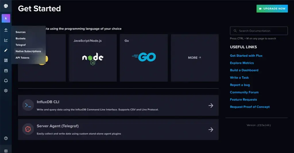 InfluxDB Cloud Native Collectors’ user interface