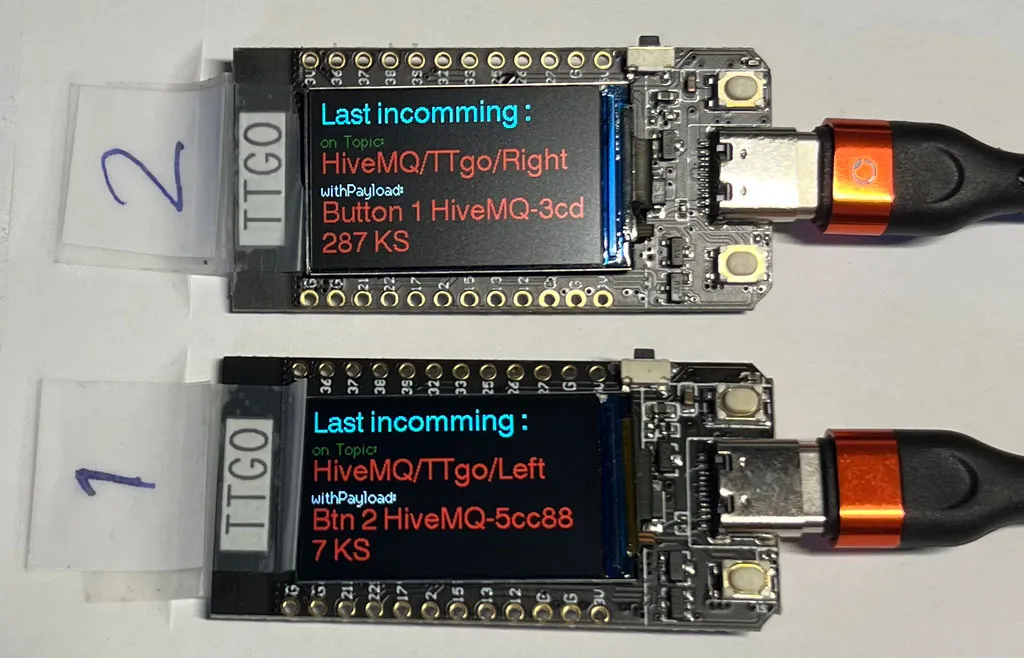 Both devices show the other’s payload
