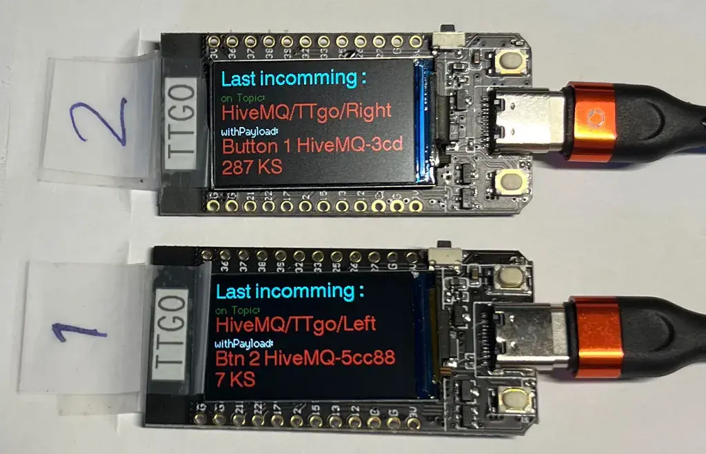 Both devices show the other’s payload
