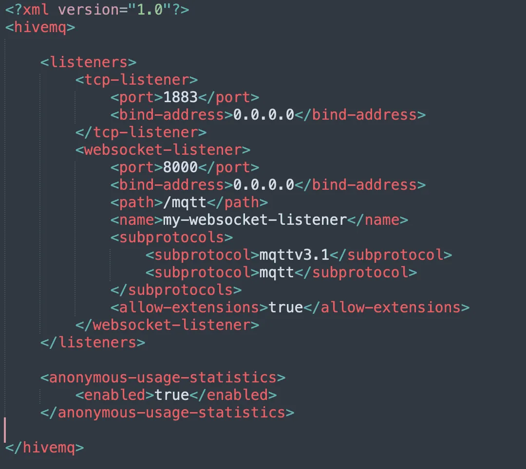 HiveMQ configuration file