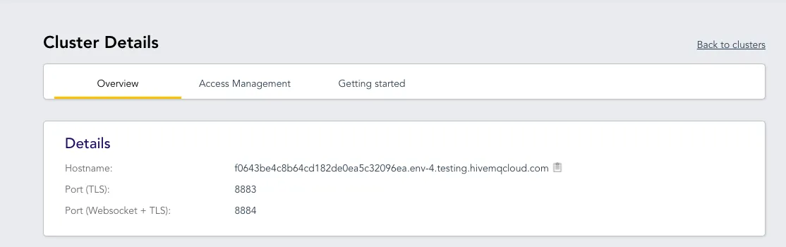 Cluster Details Overview Page