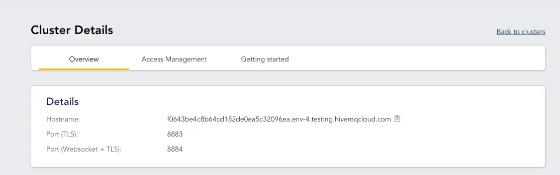 Cluster Details Overview Page