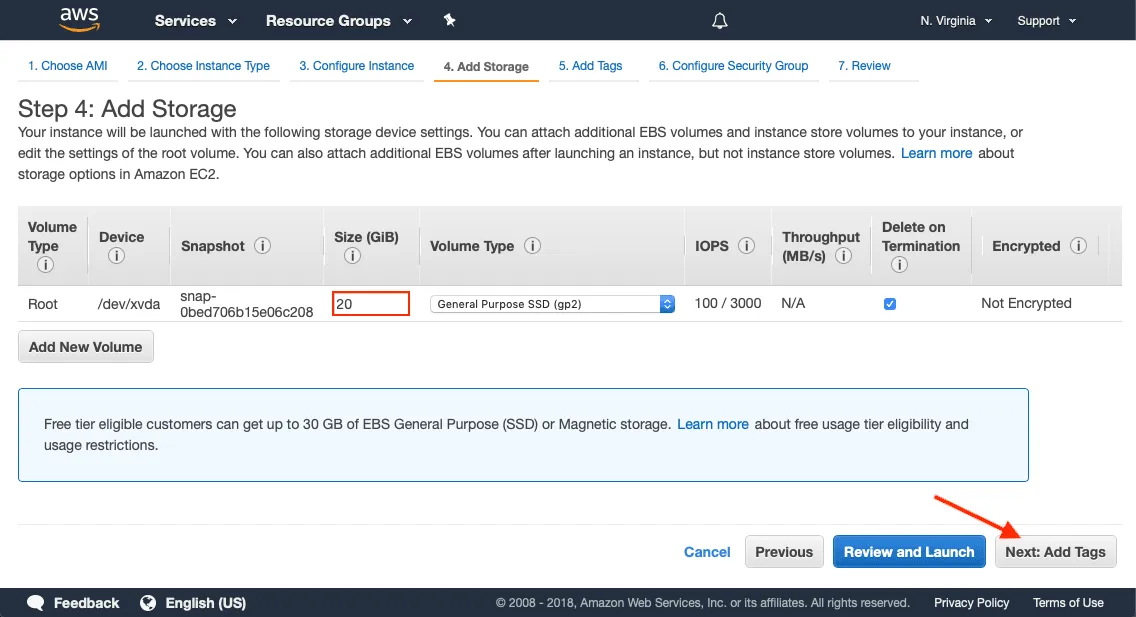 Add Storage Add storage where the configuration should not be below 20GB and more than 100GB are recommended for production deployments.