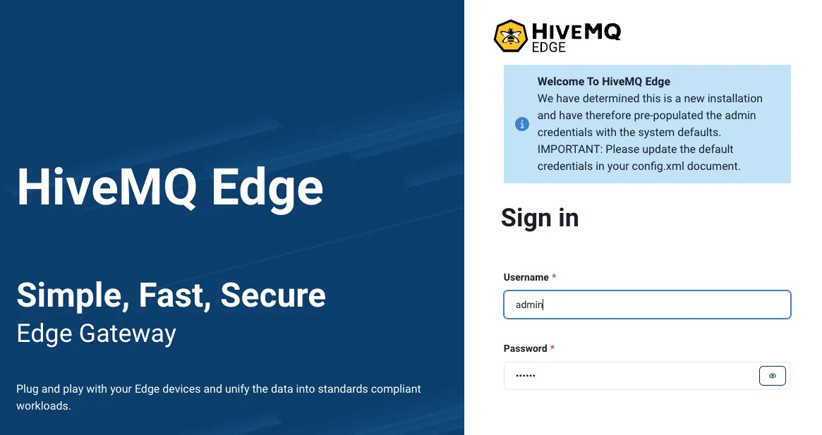 Login to HiveMQ Edge