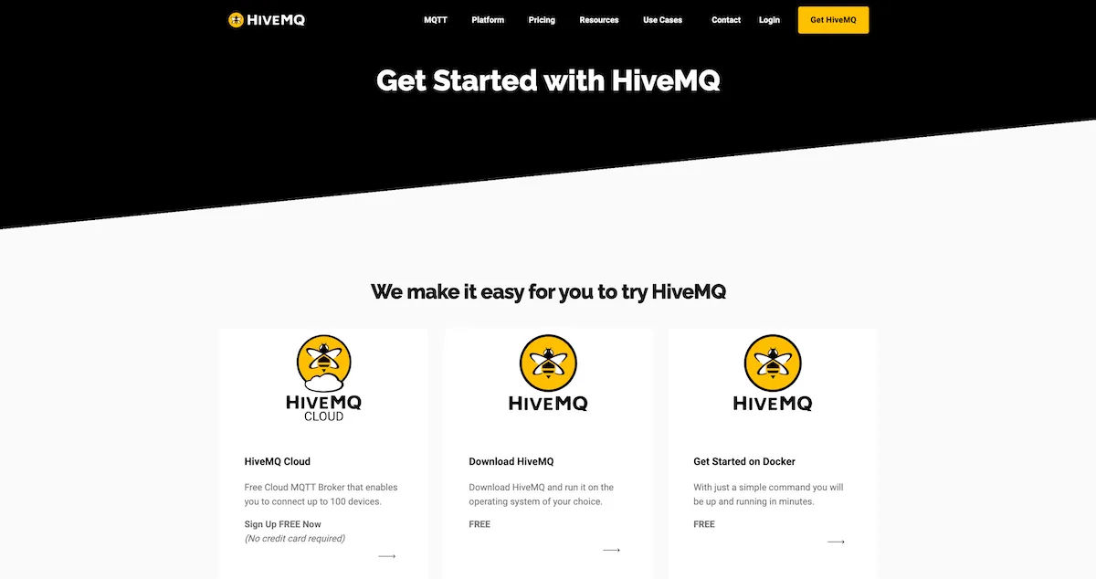 Getting Started with HiveMQ Webpage
