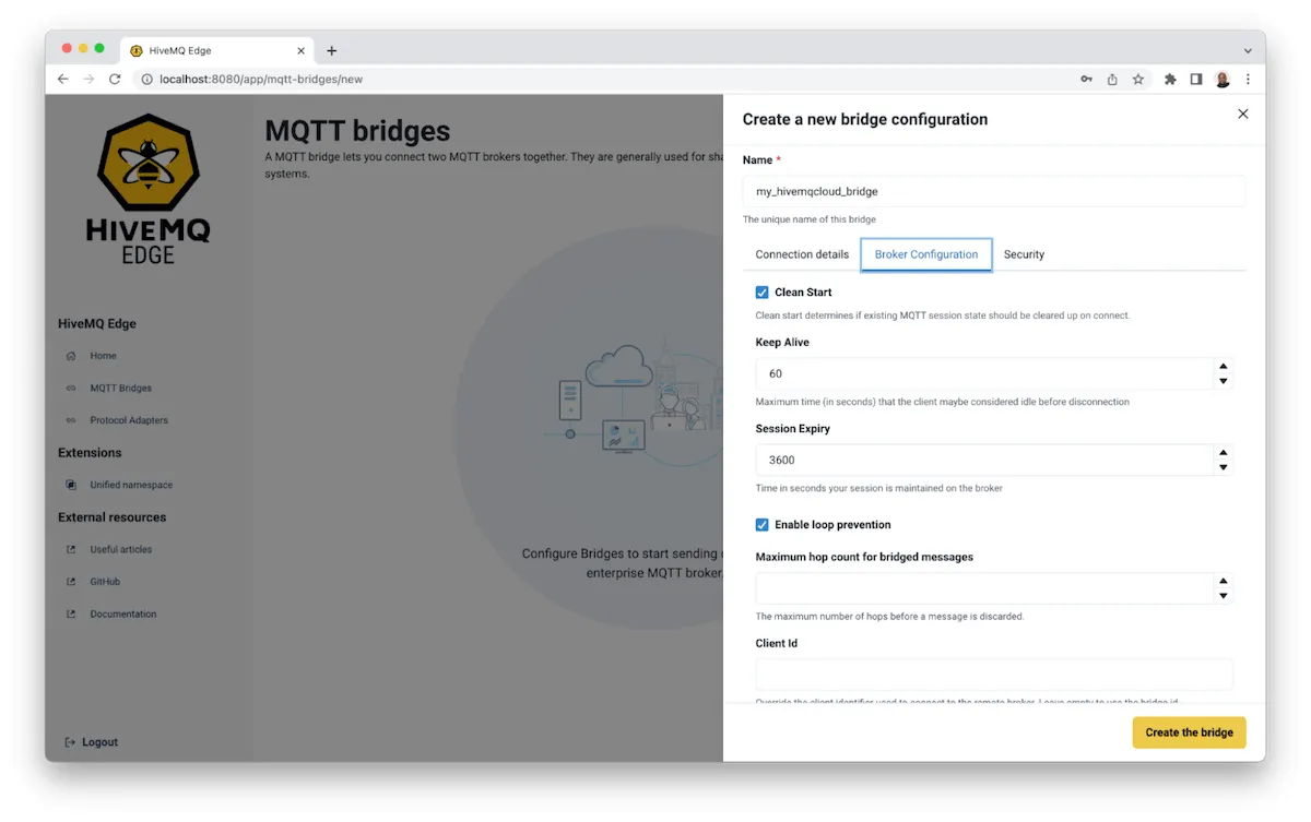In the ‘Broker Configuration’ tab, enter additional details
