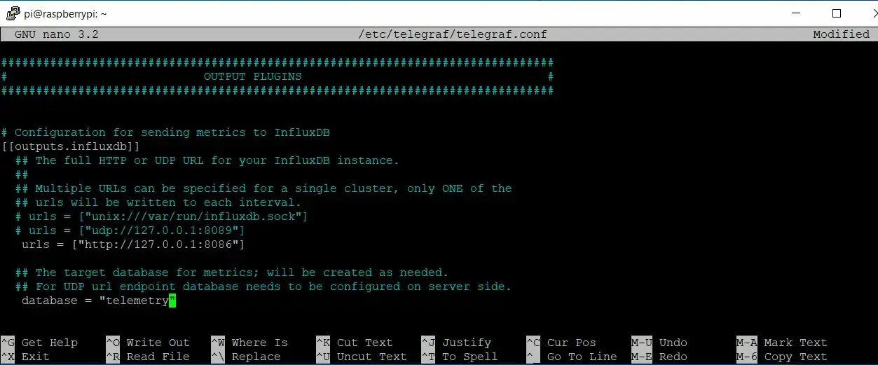 Uncomment database and put the database name