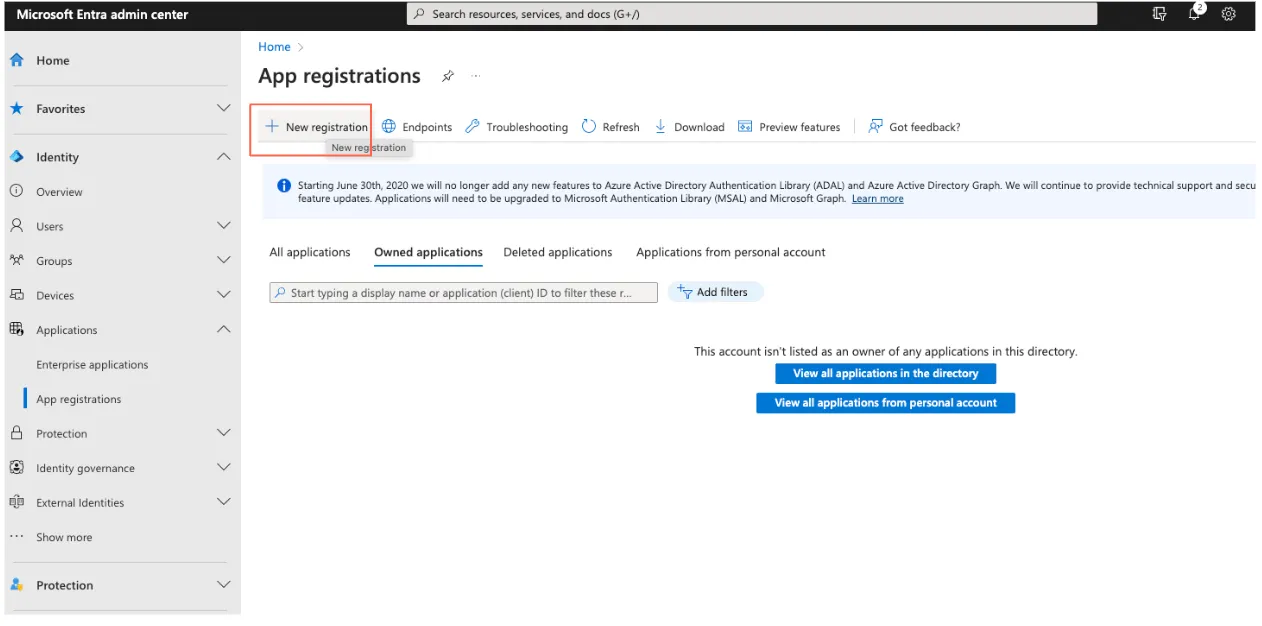 Setting Up Microsoft Entra ID - New Registration