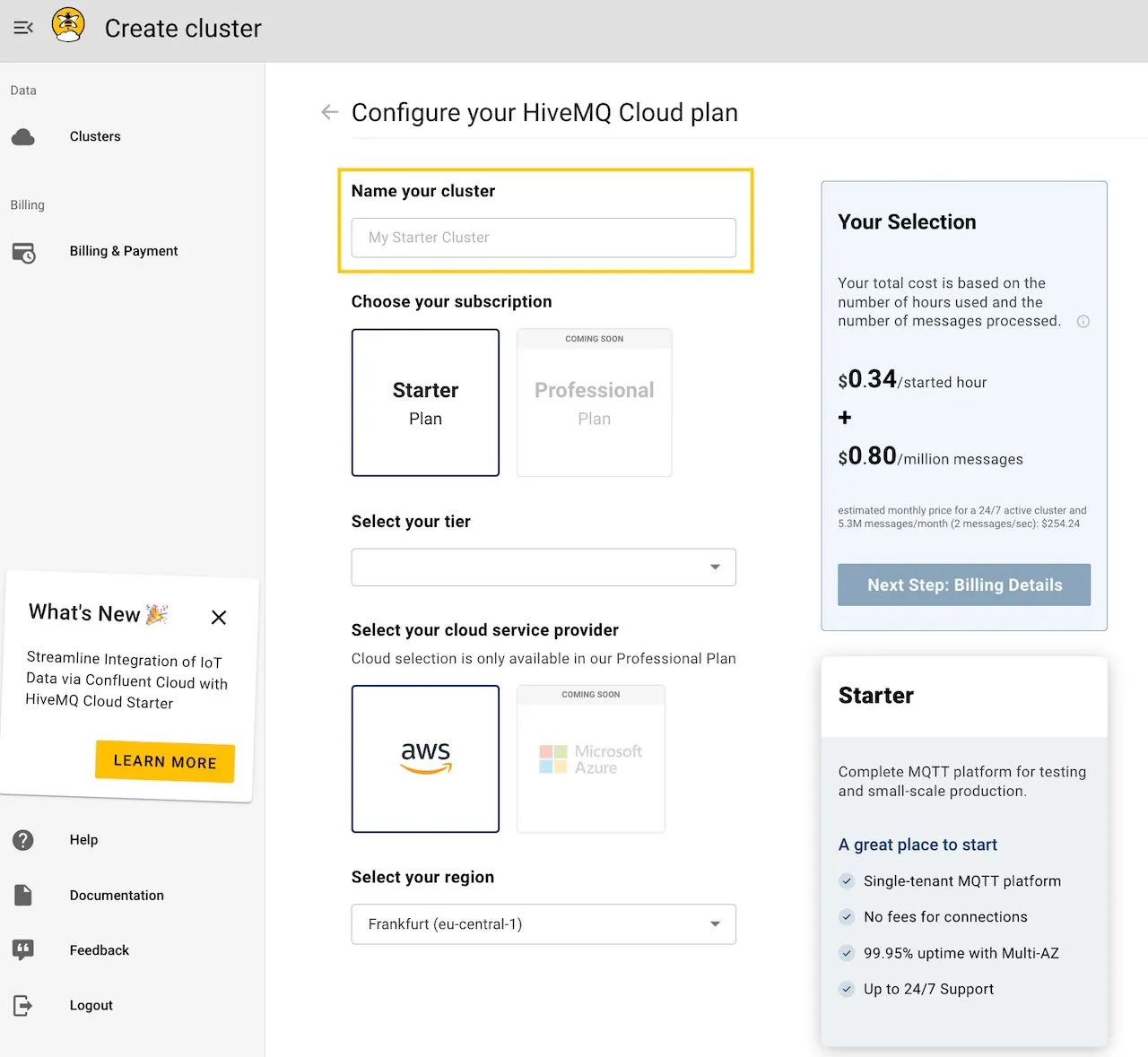 Configuring Your HiveMQ Cloud Plan