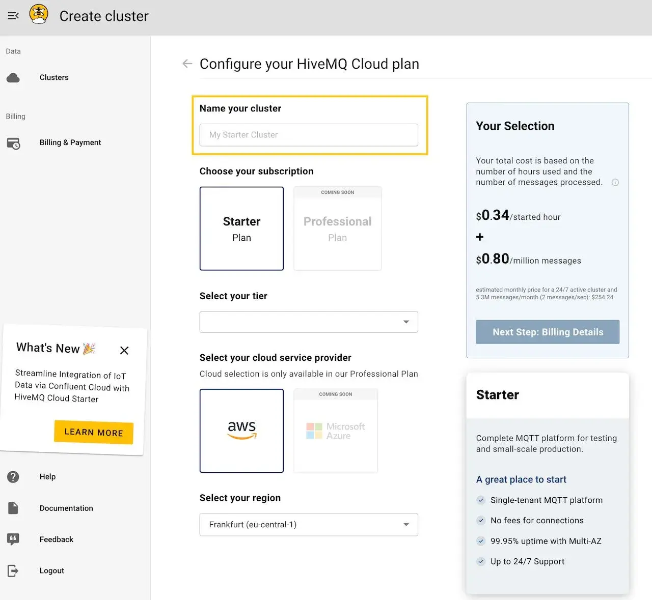 Configuring Your HiveMQ Cloud Plan