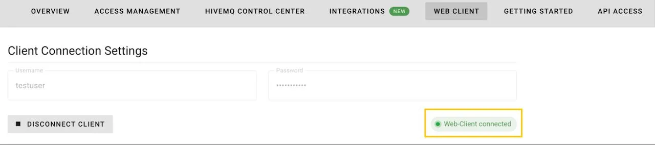 MQTT client connection settings