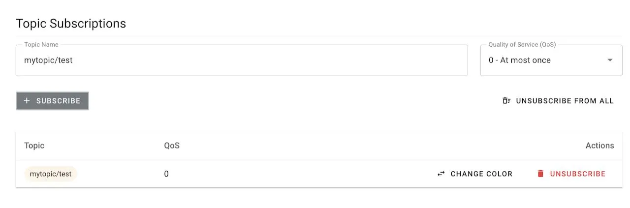MQTT topic subscriptions