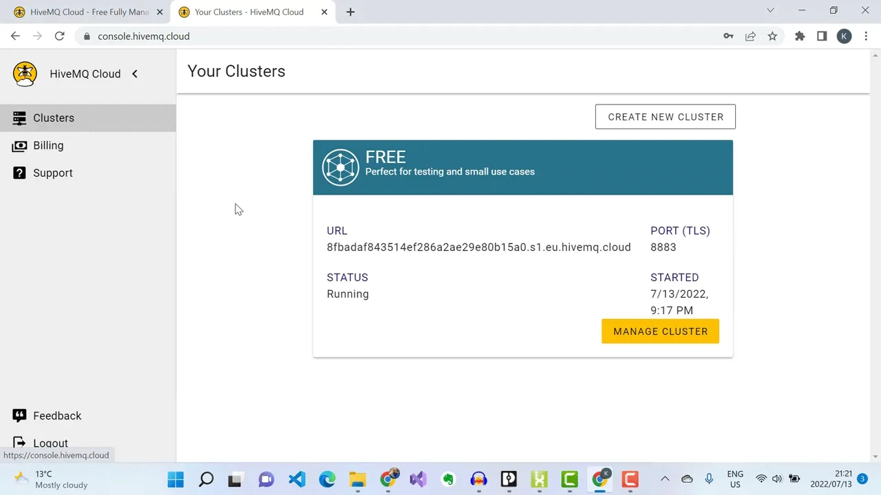 A broker cluster has been automatically provisioned