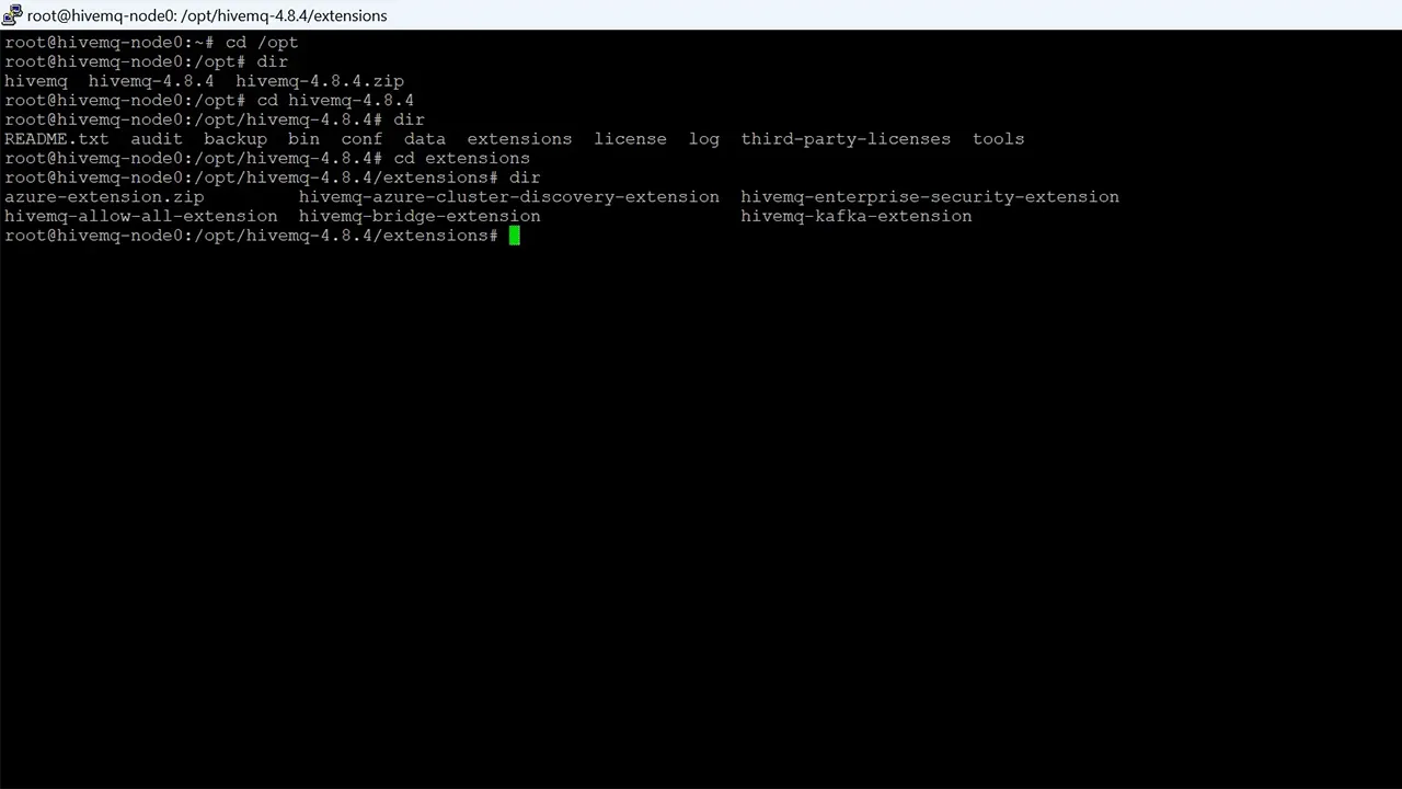 This is the screen that shows navigation to the Extensions directory