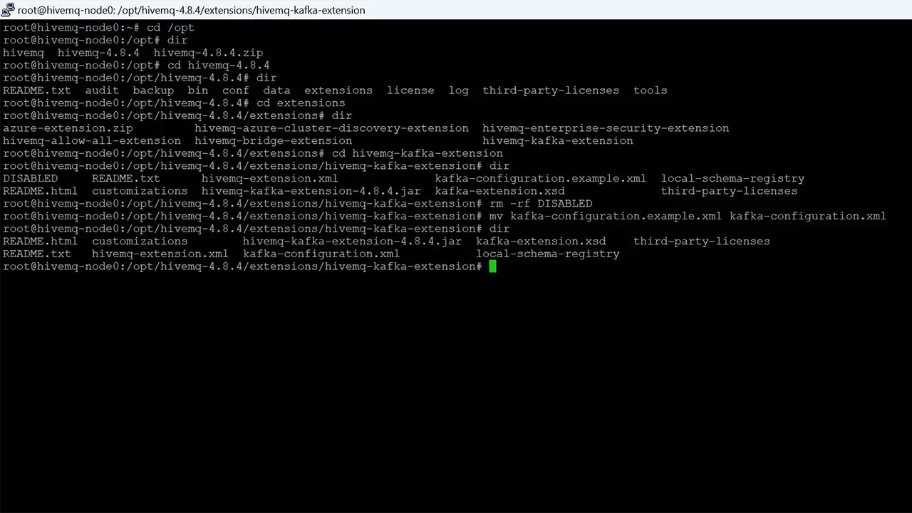 This is the screen that shows how to enable Kafka Extension