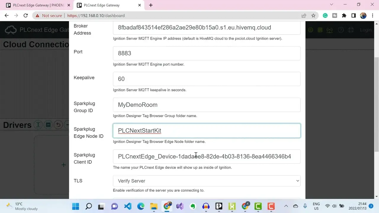 PLCnext Edge Gateway interface