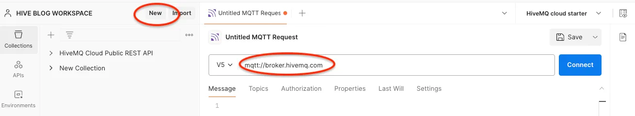 Creating an MQTT request on postman